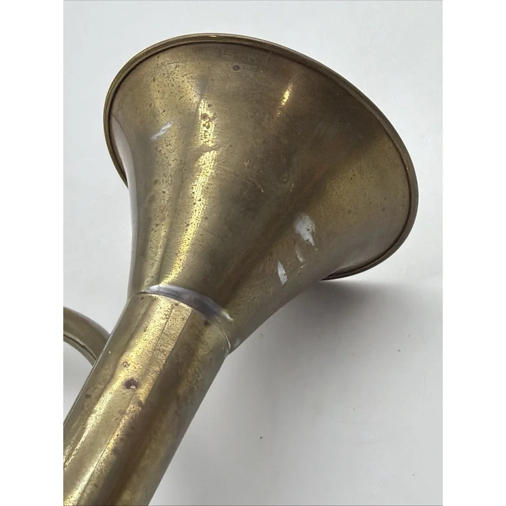 Vintage Brass Metal Natural Horn French or Hunting Style Decorative Patina 7x12